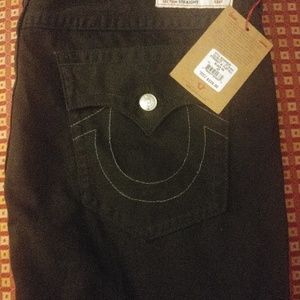 Black 42 straight leg True Religion jeans